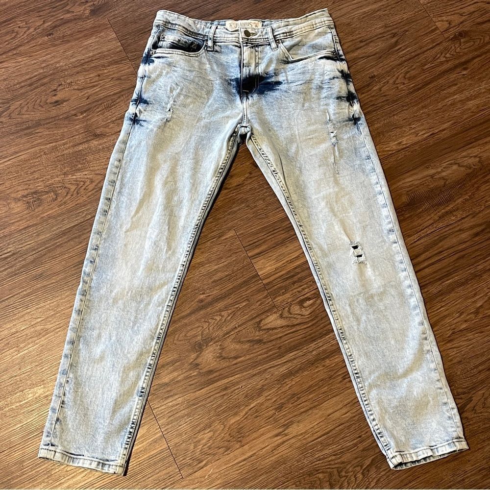 Vintage Men’s Jenius By AKADEMIKS Skinny Jeans Acid Washed Light Blue Size 32x30